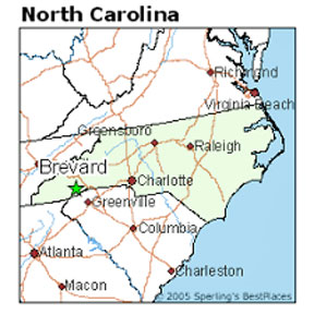 North Carolina and SC  map showing some cities